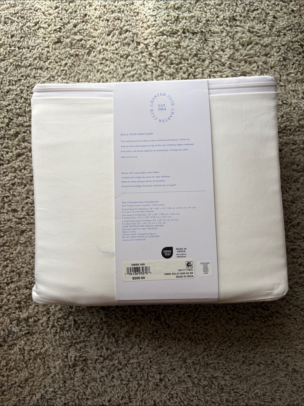 Charter Club King Sheet Set - Picture 3 of 3